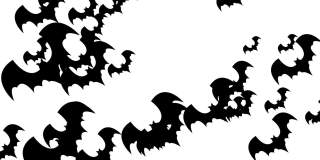 万圣节蝙蝠-万圣节概念-循环-数以百计的蝙蝠向上-万圣节-杰克O灯笼-万圣节飞行蝙蝠无尽的循环-蝙蝠循环-白色背景-黑色颜色- А蝙蝠群