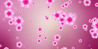 抽象季节甜美浪漫的粉红樱花樱花飘落在黄色粉色模糊的背景上