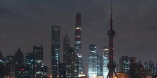 时间流逝-城市天际线和城市景观在中国上海日出。