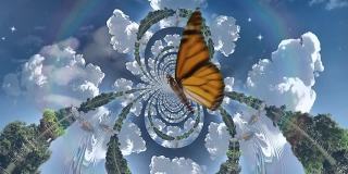 超现实主义大自然中的蝴蝶