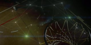 在体育馆的混合种族男子篮球运动员的网络连接的动画
