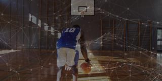 动画的网络连接的非洲裔美国男性篮球运动员