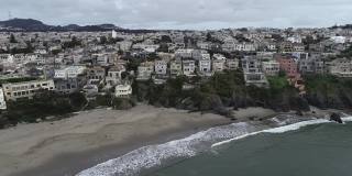 加利福尼亚州旧金山的海崖地区和贝克海滩。背景。美国