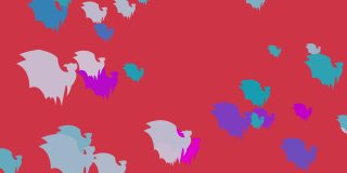 万圣节蝙蝠-万圣节概念-蝙蝠向上拍打翅膀-循环-成百上千的蝙蝠向上冲-万圣节-万圣节蝙蝠飞行无尽的循环-蝙蝠循环-粉红色背景-柔和的颜色- А蝙蝠群