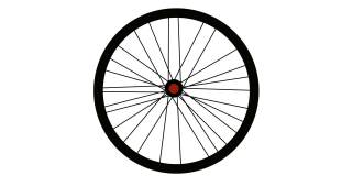 自行车轮子在白色背景上旋转。