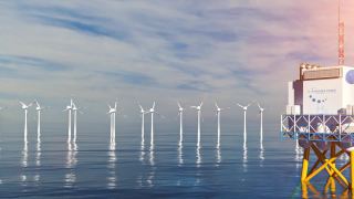 氢H2可再生海上能源生产——用于清洁电力、太阳能和风力涡轮机设施的绿色氢气视频素材模板下载