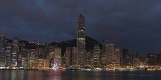香港维多利亚港从夜晚到日出的时间流逝