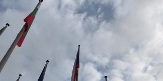 欧盟的所有旗帜宁静的景象法国斯特拉斯堡欧洲