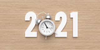 带时钟的2022年圣诞新年办公室表4K分辨率