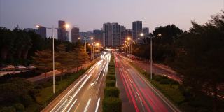城市高速公路夜景延时摄影，4K高清视频