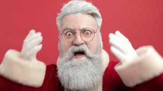 愤怒的疯狂尖叫的圣诞老人咒骂淘气的孩子，因为淘气的孩子一整年都表现不好而不会收到节日礼物视频素材模板下载