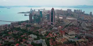 4K高清空中视频全景天际线青岛中国
