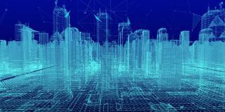 智慧城市的网络安全数字数据的未来和技术的互联网和大数据云计算利用人工智能，5g连接数据分析的背景概念。