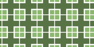 几何绿色方块侧向滑动的运动。图形