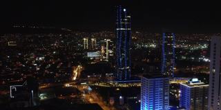 伊兹密尔土耳其城市中心夜间空中4k股票视频