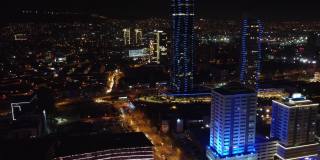 伊兹密尔土耳其城市中心夜间空中4k股票视频
