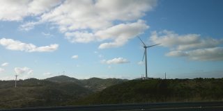 可替代的可持续绿色能源，风车涡轮发电机。