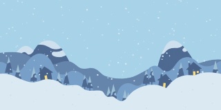 圣诞冬村背景，山区假期4K视频。