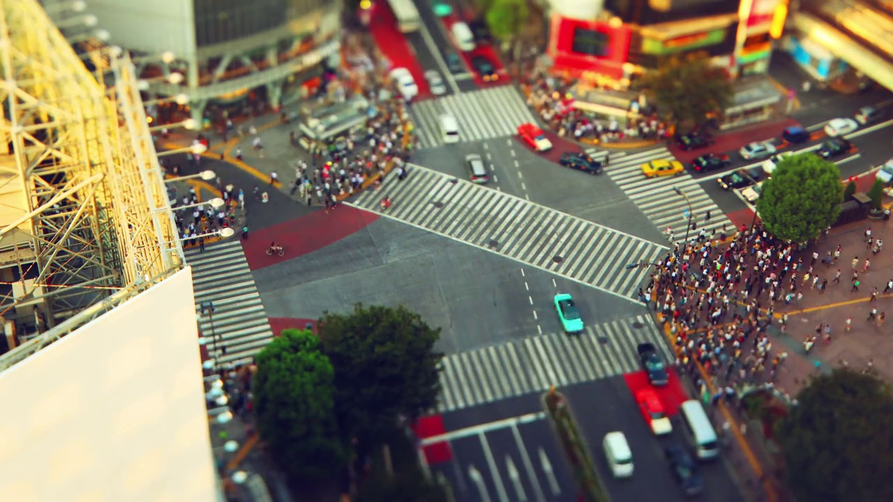 日本东京著名的涩谷渡口的延时摄影