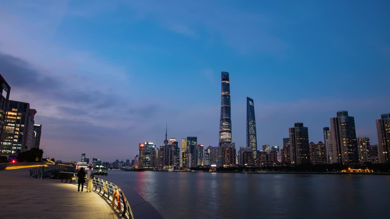 中国上海外滩日夜延时拍摄，4k画质延时拍摄