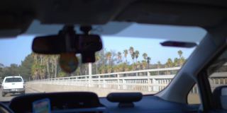 加州街道的汽车POV，慢镜头180fps