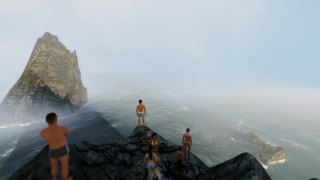 一群年轻人站在俯瞰大海的悬崖上视频素材模板下载