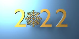 2022年新年贺卡与快乐新年文字蓝色背景4K分辨率