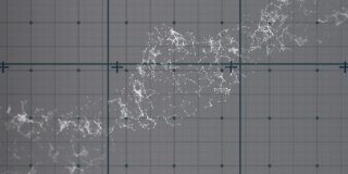 动画旋转粒子结构在网格上的灰色背景