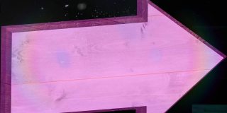 动画咖啡文字在蓝色霓虹灯线形状和粉红色箭头在黑色背景