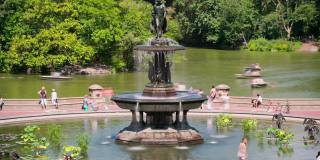 中央公园著名的喷泉从纽约4k时间间隔
