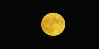 傍晚天空满是丰收，猎人通过长焦距望远镜拍摄大月亮。