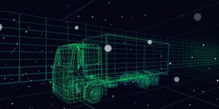 动画的人的大脑在三维绘制模型的卡车和网格