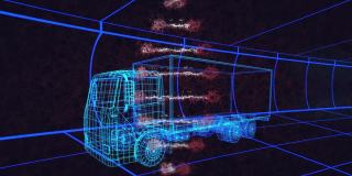 动画dna链和人类大脑在卡车和网格的三维绘图模型