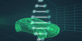 动画dna链旋转和范围在三维绘制汽车和网格模型