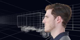 动画的白种人和人类的大脑三维绘制模型的卡车和网格