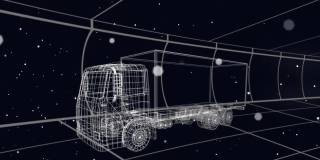 货车和网格三维绘图模型上的白点动画