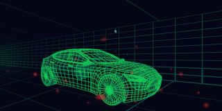 动画时钟快速移动的三维绘图模型的汽车和网格