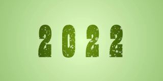 4K雪花文本动画-新年，2022动画-绿色背景