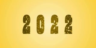 4K雪花文本动画-新年，2022动画-黄色背景