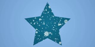 4K雪花之星-圣诞动画-蓝色背景