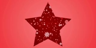 4K雪花之星-圣诞动画-红色背景