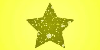 4K雪花之星-圣诞动画-黄色背景