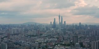 全景天际线广州中国4K高清空中视频