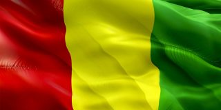 几内亚国旗。3d几内亚国旗挥舞视频。几内亚的标志无缝循环动画。几内亚国旗高清分辨率背景。几内亚国旗特写1080p高清视频独立日，胜利日