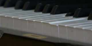 有趣的神秘自弹钢琴。黑白钢琴键，可以自己演奏