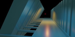 干净的未来主义外星人科幻幻想机库隧道走廊的动画- 3d渲染