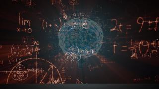 动画人类大脑旋转数学方程式在黑板上视频素材模板下载