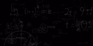 神经连接的动画在黑板上的数学方程式