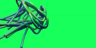 抽象旋转螺旋形状。绿色屏幕上的三维动画计算机设计