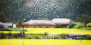 清凉的夏日阵雨从乡间的窗前流过
